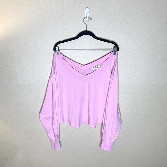JoyLab V Neck Long Sleeve Pullover Top Pink Womens Size XL - Picture 4 of 11